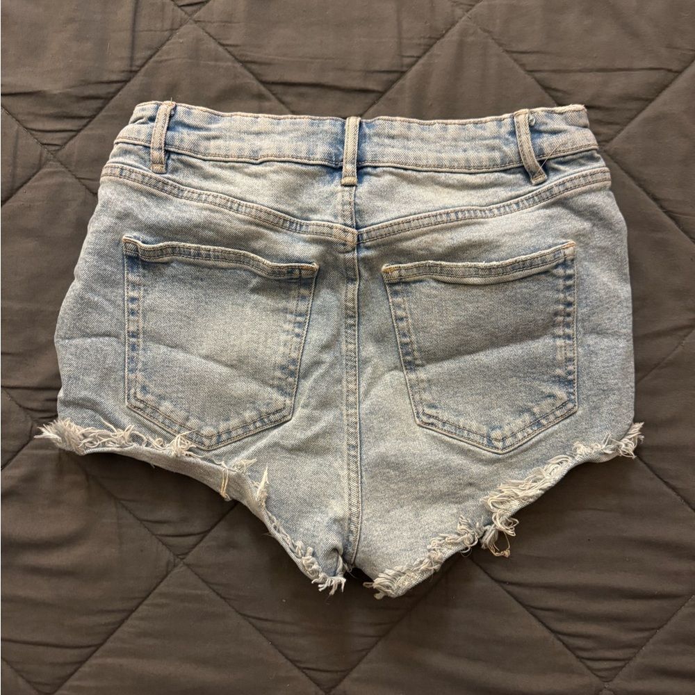 Zara Light Blue Distressed Jean Shorts - Picture 3 of 6